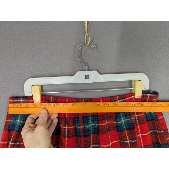 Lauren Ralph Lauren Women’s Red Plaid Leopard Trim Fleece Pajamas Large Crest - Picture 12 of 16